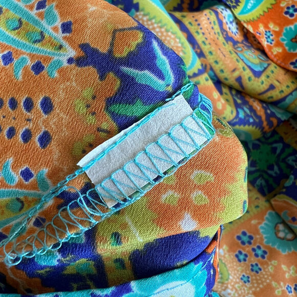 Eight Sixty Top Womens Medium Colorful Roll Up Sleeve Boho Hippie - Picture 14 of 14